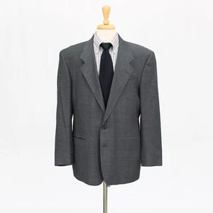 Yves Saint Laurent 42R Gray Sport Coat Blazer Jacket Houndstooth 2B Linen Blend - Picture 1 of 11