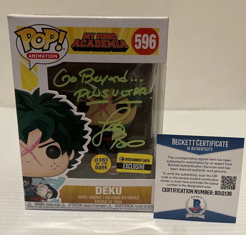 Justin Briner Signed DEKU GITD MY HERO ACADEMIA Exclusive Funko Pop BECKETT 21 Cover