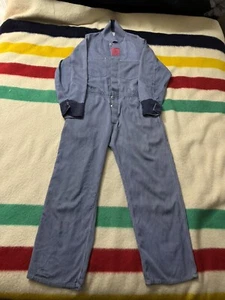 Vintage 30s 40s 50s Pearl Button Unbranded Hickory Liberty Stripe Coveralls 34 - Picture 1 of 20