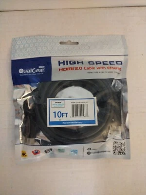 QualGear High Speed HDMI 2.0 Cable with Ethernet 10ft Sealed New - Image 1 of 4