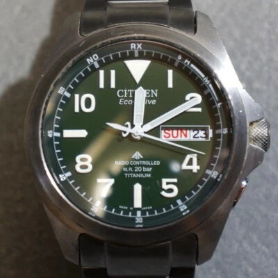 Citizen Promaster Land PMD56-2951 Eco-Drive Radio Watch Green Used No Box - image 1 of 4