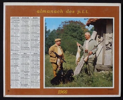 Calendario Almanaque Postes 1966 caza pesca calendario caza calendario - Imagen 1 de 2