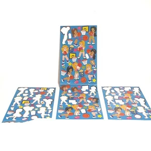 Vintage Sandylion Girls Basketball Stickers Net Stars Blue Pink Purple Sports - Picture 1 of 10