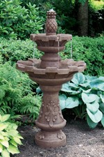 57" 2 Tier Fluted Pineapple Fountain - Outdoor Concrete Garden Water Fountain
