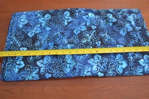 By 1/2 Yd, Blue Leaves on Blue Cotton Batik, Moda/Paradise/4512 15, M8804 - Picture 1 of 5