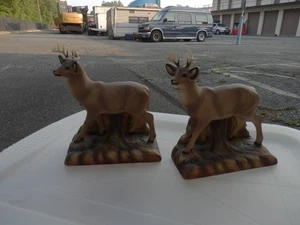 Set 2 ORN-A-CRARFT, ARTS & CRAFTS Chalkware Whitetail Deer BUCK Figurines - Picture 1 of 12
