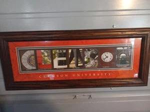 Tigers NCAA CLEMSON University LETTER ART Framed Print 20in X 8in - Picture 1 of 8