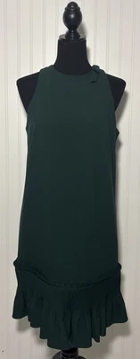 Alex Marie Ruffle Hem Shift Dress Green Womens Size 8 Bow Preppy Holiday - Image 1 of 4
