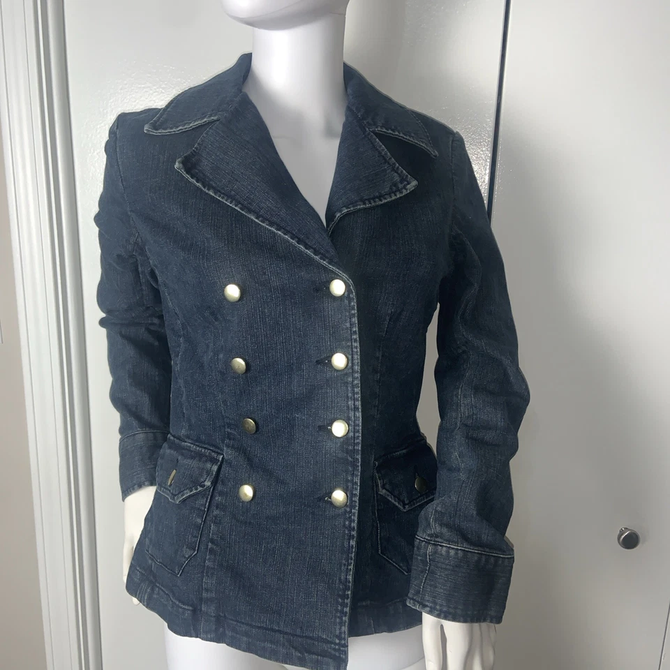 Chaqueta Blazer The Limited Denim Doble Pecho Mujer Medio Azul Lavado Oscuro Foto 1 de 4