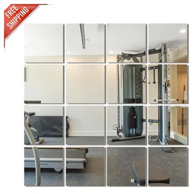 Frameless Glass Mirror Tiles - 12x10, 16 Pcs for Bathroom & Living Room Elegance - Image 1 of 4