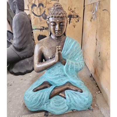 Med Large Turquoise & Gold Praying Buddha Statue - 1.2m Tall - Image 1 of 2