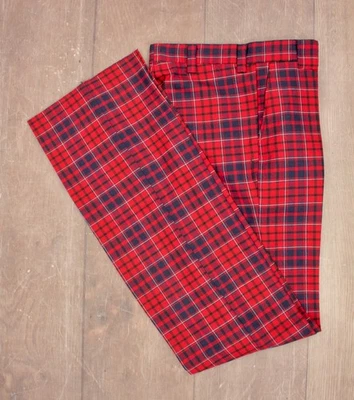 Pantalones acampanados pagados rojos y azules de colección de los años 70 NOS 34x41,5 discoteca de los años 70 para hombre Foto 1 de 4