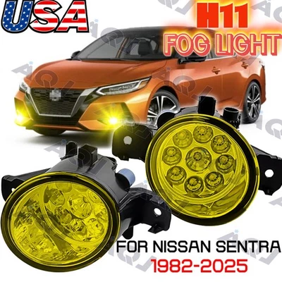 For Nissan Sentra1982-2025 PAIR 3000K LED Front Bumper Fog Lights Lamps W/Bulbs Foto 1 de 4