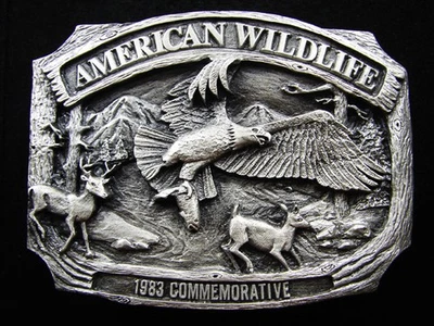 RG07132 *NOS* VINTAGE 1983 **FAUNA SILVESTRE AMERICANA** HEBILLA DE CINTURÓN CONMEMORATIVA Foto 1 de 3