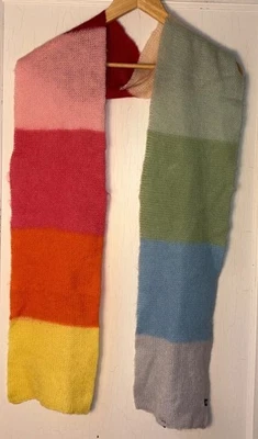 "Bufanda de lana de mohair GAP de colección colorida multicolor bloque de color rayas 82"" L preppy" Foto 1 de 4