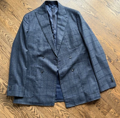 Abrigo deportivo Marzoni gris ventana personalizado 4x2 doble pecho parche bolsillos 42L Foto 1 de 4