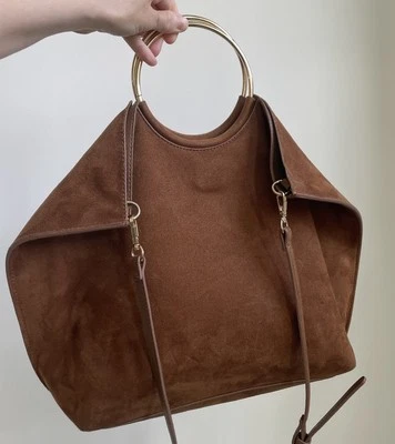 Bolso de Mano BANANA REPUBLIC Bolso Bronceado Coñac Vegano Gamuza Microfibra Oro Anillo Foto 1 de 4