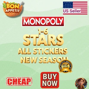Monopoly Go 1⭐- 6⭐ Star ALL Stickers Available CHEAPEST🔥SUPER FAST⚡24/7 - Picture 1 of 1