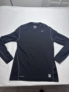 Nike Pro Combat Compression T-Shirt Black Men's Size L Large Fitted Long Sleeve - Picture 1 of 10