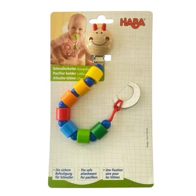 Cadena chupete perlas arco iris HABA para bebé madera hecha Alemania vaca NUEVO Binkie Foto 1 de 4