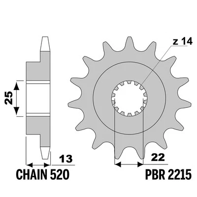 MOTO MORINI GRANPASSO (Mod.520) 1200 2009-2019 piñón delantero PBR paso 520 1... - Imagen 1 de 4