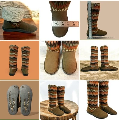Keen Auburn Boots ~7~ Brown Suede Knit Tall Pull On Sherpa lined ~ Navajo 53018 - Image 1 of 4