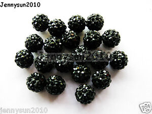 20Pcs Quality Czech Crystal Rhinestones Pave Clay Round Disco Ball Spacer Beads 