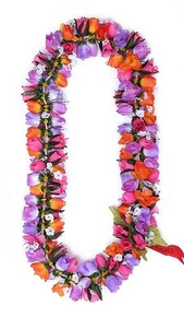 Hawaiian Lei Party Luau Floral Tuberose Flower Dance Kapiolani Puprle Pink - Picture 1 of 1