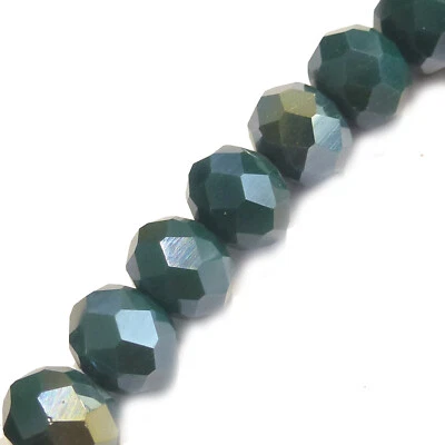 Glasperlen facettiert geschliffen Rondell 8x6 mm petrol grün 68 Perlen R155 - Bild 1 von 4