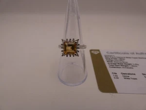 C18 Gemporia Sterling Silver Citrine & White Topaz Ring & COA - Size N/O - Picture 1 of 7