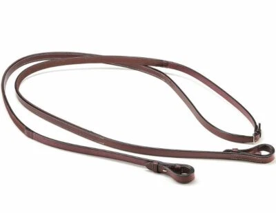 Selleria EQUIPE EMPORIO halbe 1/2 Leder Gummi Dressur ZÜGEL REE02 schwarz/braun