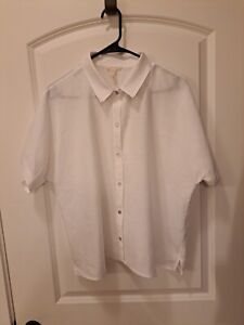 Eileen Fisher Linen Shirt White Size M Excellent Condition 