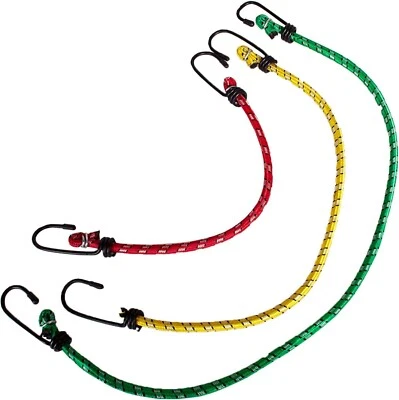 3pk Bungee Elastic Luggage Strap Rope Cord Hooks Stretch Travel Three Lengths UK - Image 1 of 4