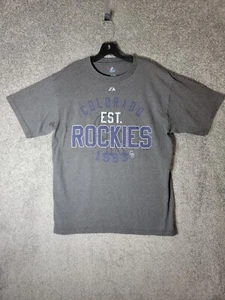 Colorado Rockies Shirt Mens L Gray Purple MLB Baseball Majestic - Picture 1 of 8
