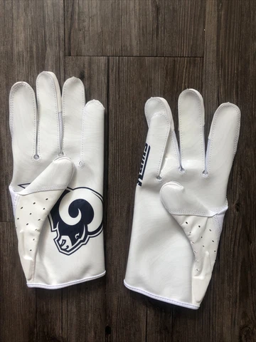 Nike Los Angeles LA Rams football Gloves Promo White 2XL Vapor Jet 5 Logo WR Cover