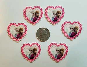 6 Pcs Lot Frozen Flatback Resin Cabochon Hair Bow Center Supply. - Picture 1 of 1