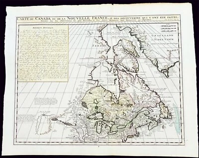 Mapa antiguo grande de Canadá H. Chatelain de 1719, Grandes Lagos primero en nombrar Detroit Foto 1 de 4