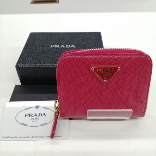 Portefeuille compact PRADA fermeture éclair ronde avec boite