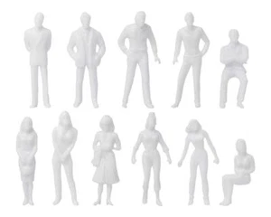 100 x Modell Figuren weiß unbemalt für Modellbau 150 Modelleisenbahn Spur 0 V... - Bild 1 von 9