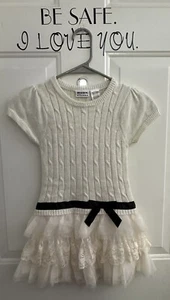 Blueberi Boulevard Sweater Dress Cream w/ White Bow Size 6 Summer Spring Pretty - Picture 1 of 6