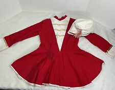 Majorette Twirler Costume Dress Red with White Gold Trim Vintage