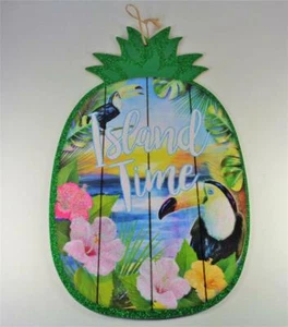 NAUTISCHE INSELZEIT ANANAS VÖGEL LUAU STRAND PARTY DEKORATIVES TIKI WANDSCHILD - Bild 1 von 5