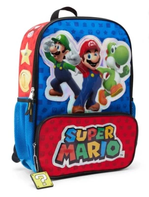 Nintendo Boys Game on! Mochila Super Mario Brothers Yoshi Luigi 17", Roja Foto 1 de 4