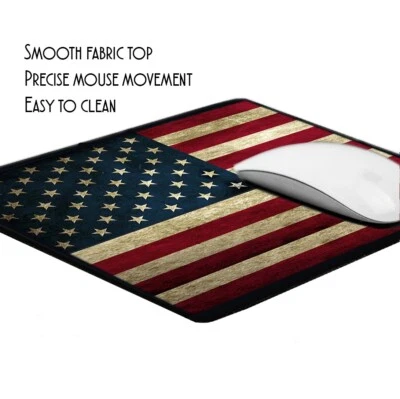 Red White Blue Subdued Distressed American Flag Design Mouse Pad - Image 1 of 4