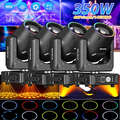 4X 350W LED Beam Moving Head 48 Prisma 14 Gobo Bühnenlicht DMX  DJ Partylicht - Bild 1 von 4