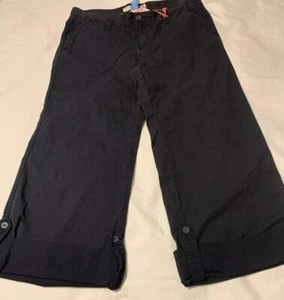 Polo Jeans Company Ralph Lauren Women’s Pants Sz 12 Black Cuff Hems Straight Leg - Picture 1 of 10