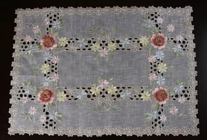 Organza Embroidered Lace Handmade Rose Table Placemats Runner Dresser sofa Cover - Picture 1 of 10