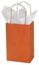 Paper Shopping Bags 100 Orange Retail Gift Merchandise 5 ¼" x 3 ½ x 8 ¼"