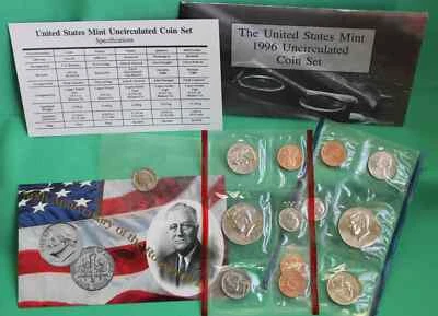 1996 United States Mint Uncirculated Set with W Dime 11 Coins P and D  T116 - Image 1 of 4