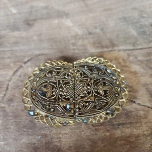 Vintage Art Nouveau Brass Ladies 2 Piece Buckle - Super Cute - Picture 1 of 8